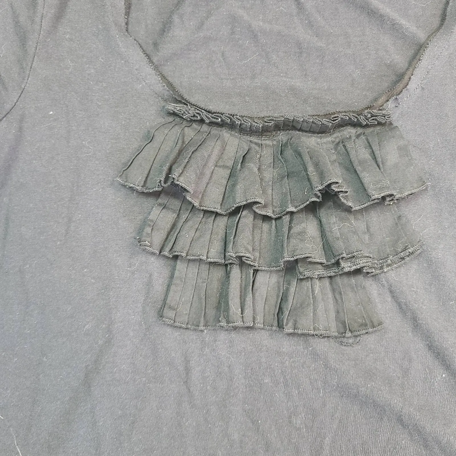 Juicy Couture  Black Ruffled Bib Tee Shirt