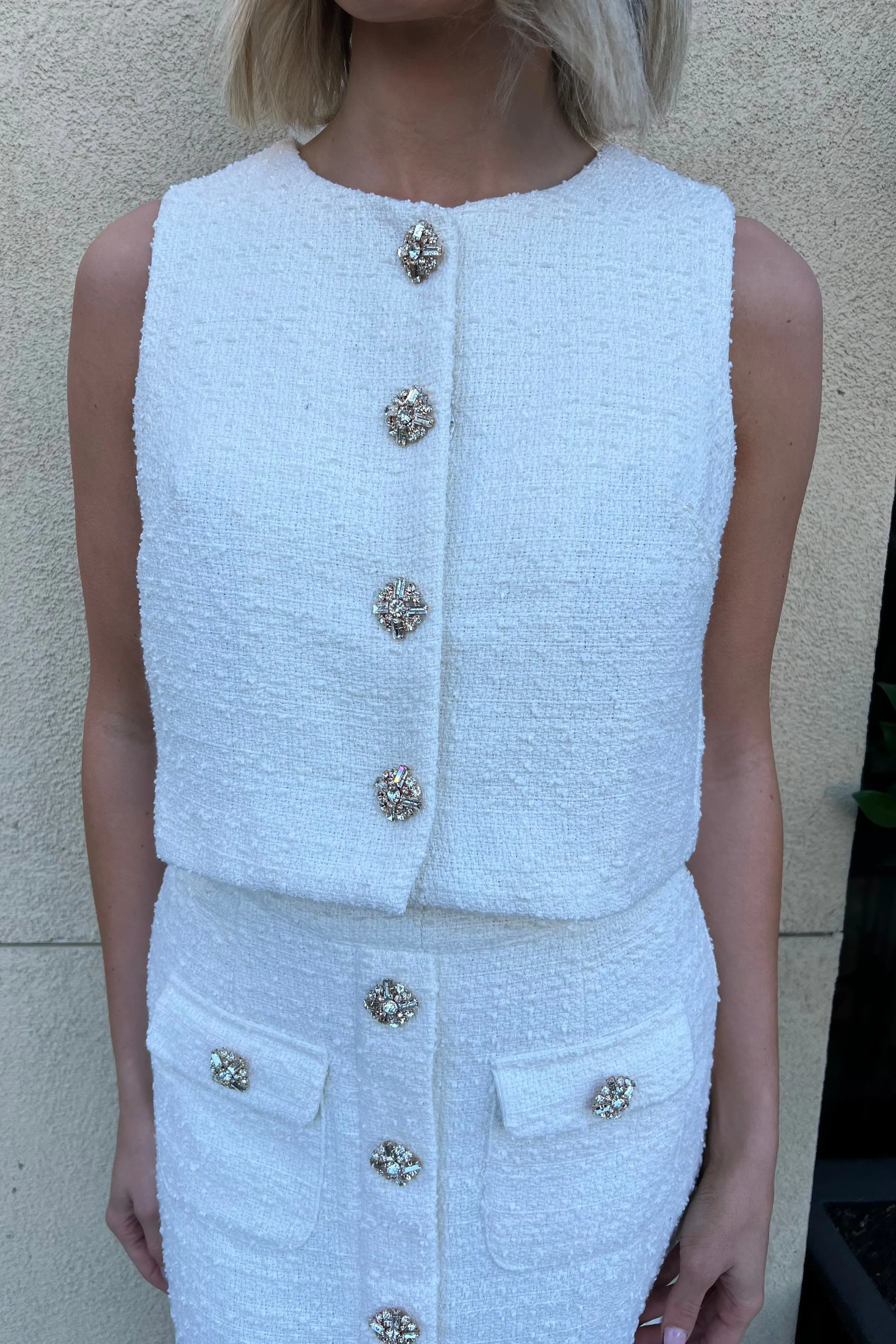 LE FIL CREAM TWEED VEST