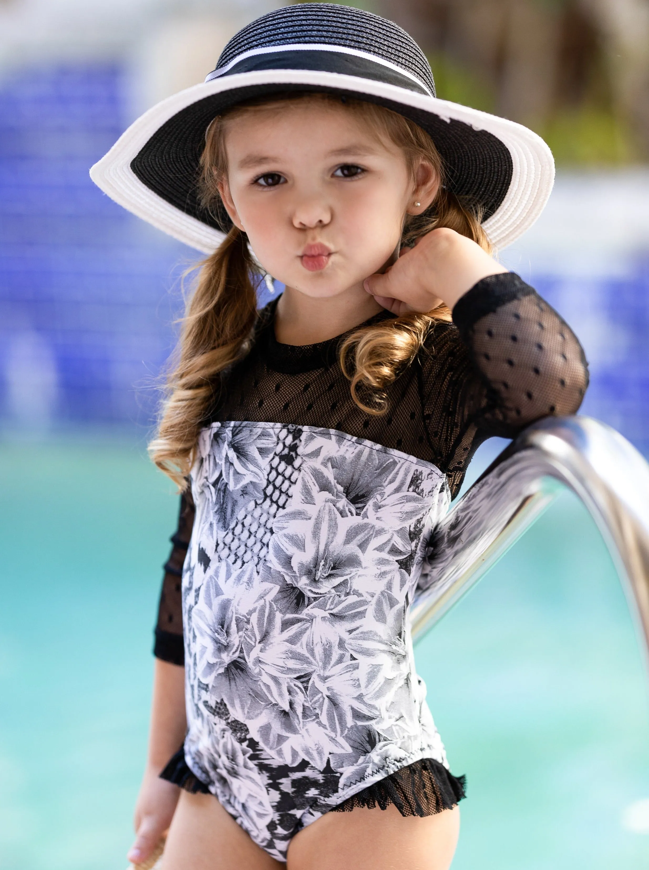 Lilies Please Rash Guard One Piece Swimsuit