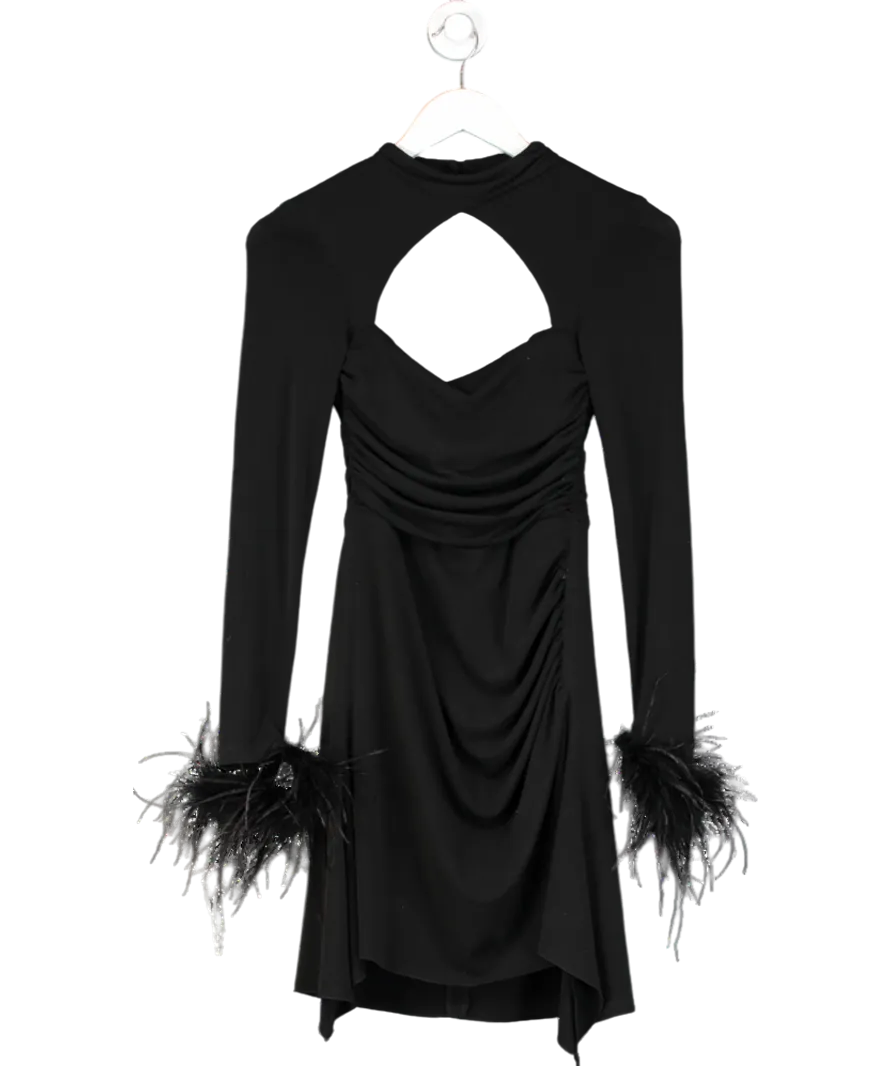 Lou Black Kapil Cutout Draped Mini Dress UK 4