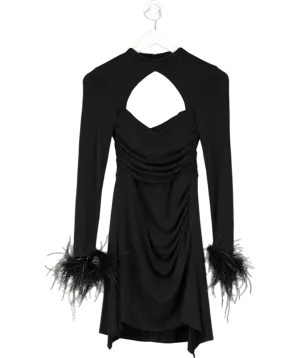 Lou Black Kapil Cutout Draped Mini Dress UK 4
