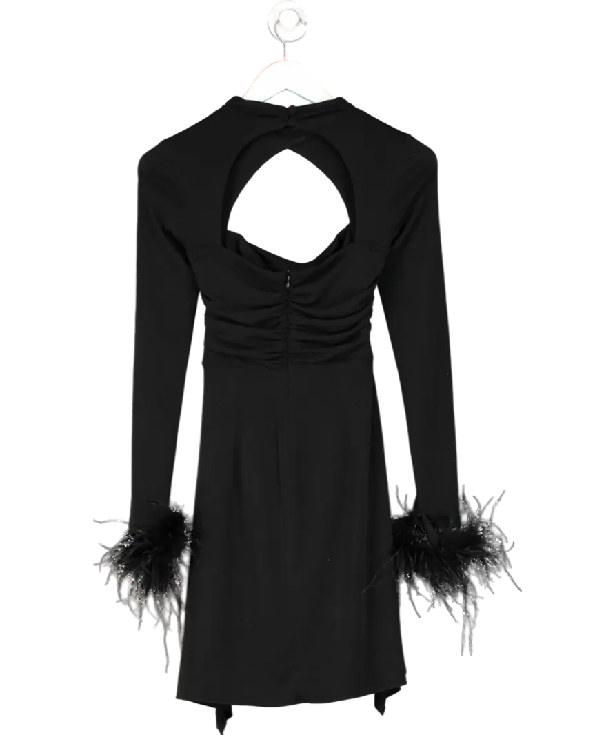 Lou Black Kapil Cutout Draped Mini Dress UK 4