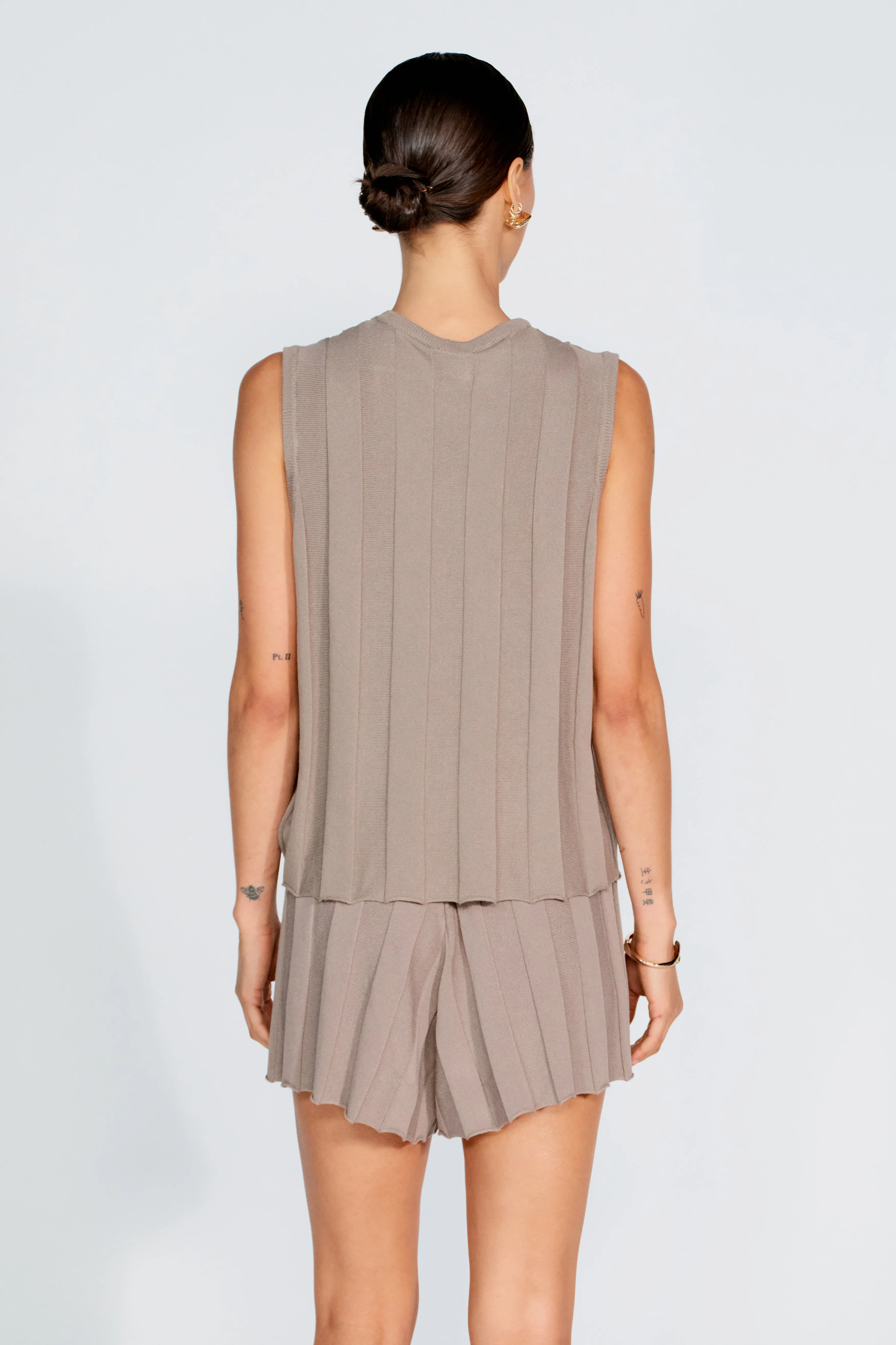 Lulu Wrap Knit Tank - Taupe