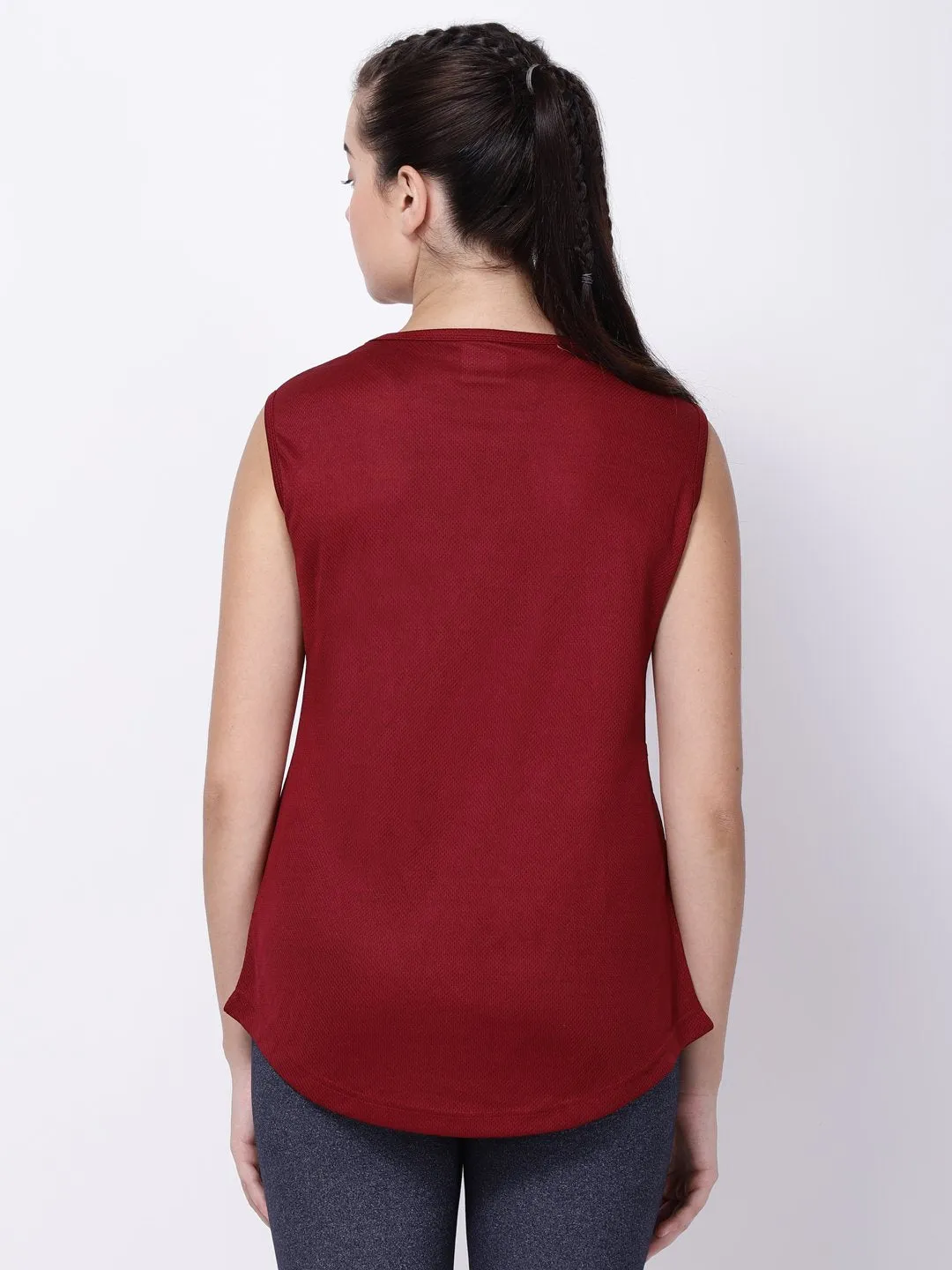 Maroon-Pink Sleeveless Style Diva Tunic