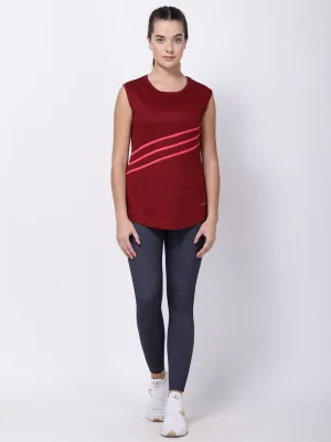 Maroon-Pink Sleeveless Style Diva Tunic
