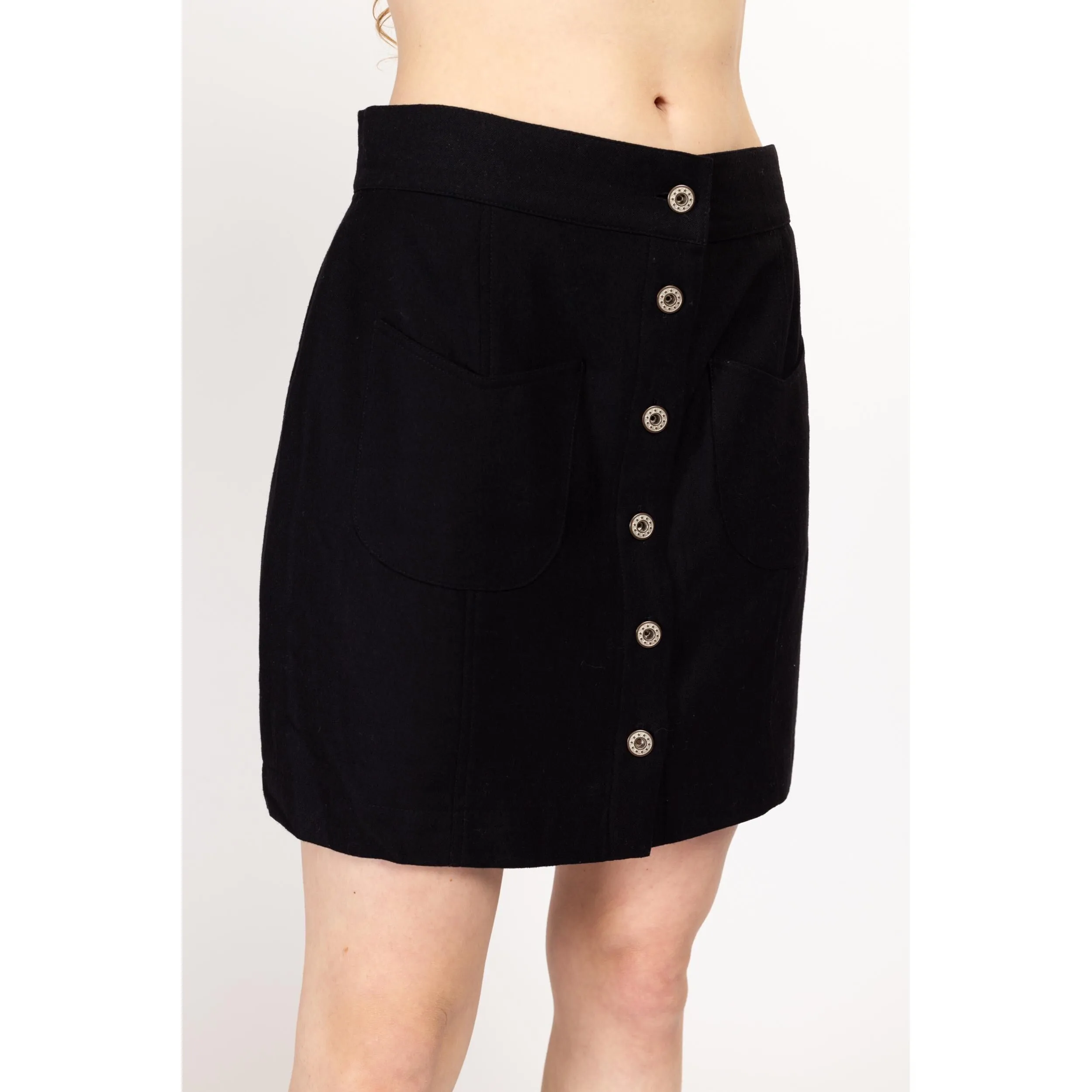 Med-Lrg Y2K Mod Black Wool Mini Skirt
