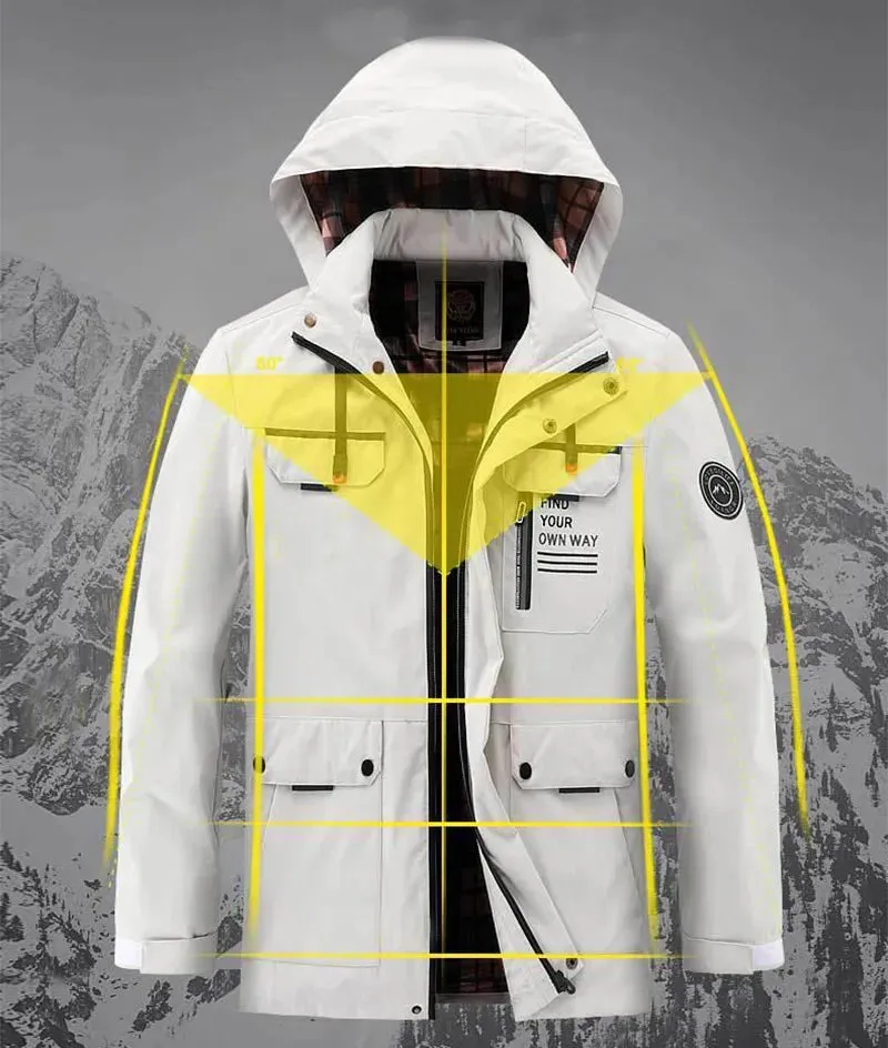 Men's Casual Hooded Jacket Parka Autumn And Winter Warm Solid Color Windproof Coat Outdoor Clothes With Multiple Pockets