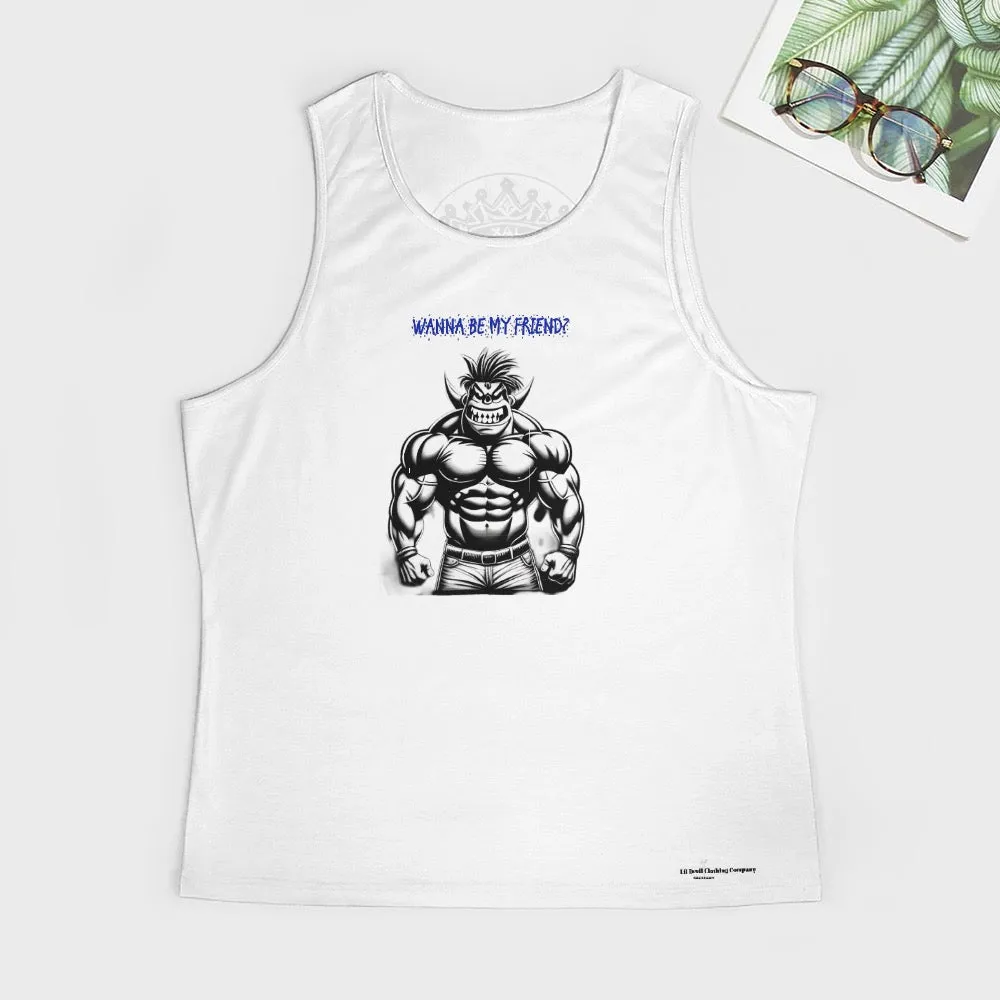 Men's Full print vest fitness swole wanna be my friend print