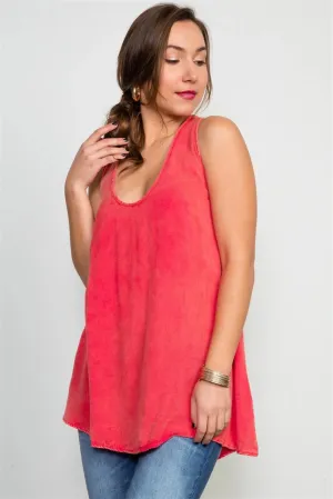 Mineral Wash Rust Low Back Swing Oversize Tunic Mini Dress / 3-1-1