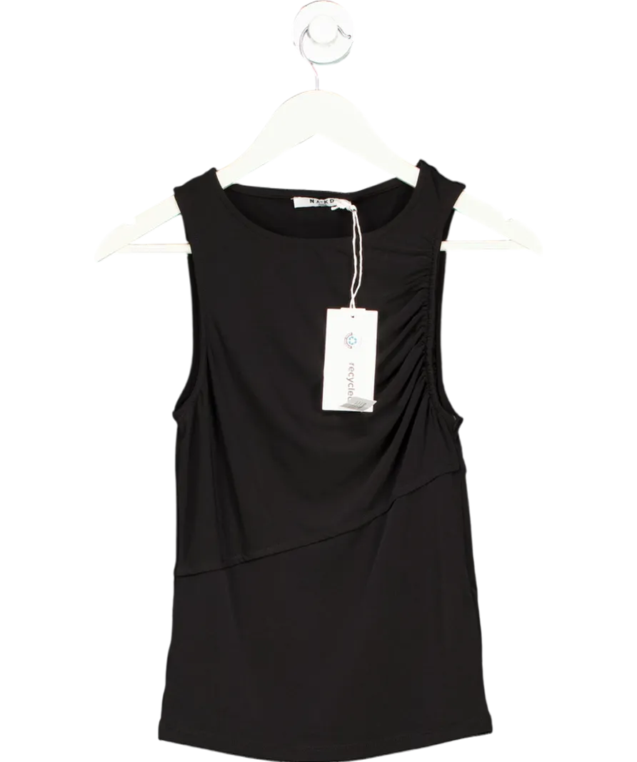 NA-KD Black Draped Sleeveless Top UK S