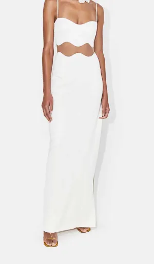 Nyellie Scalloped Mesh Insert Maxi Dress In White