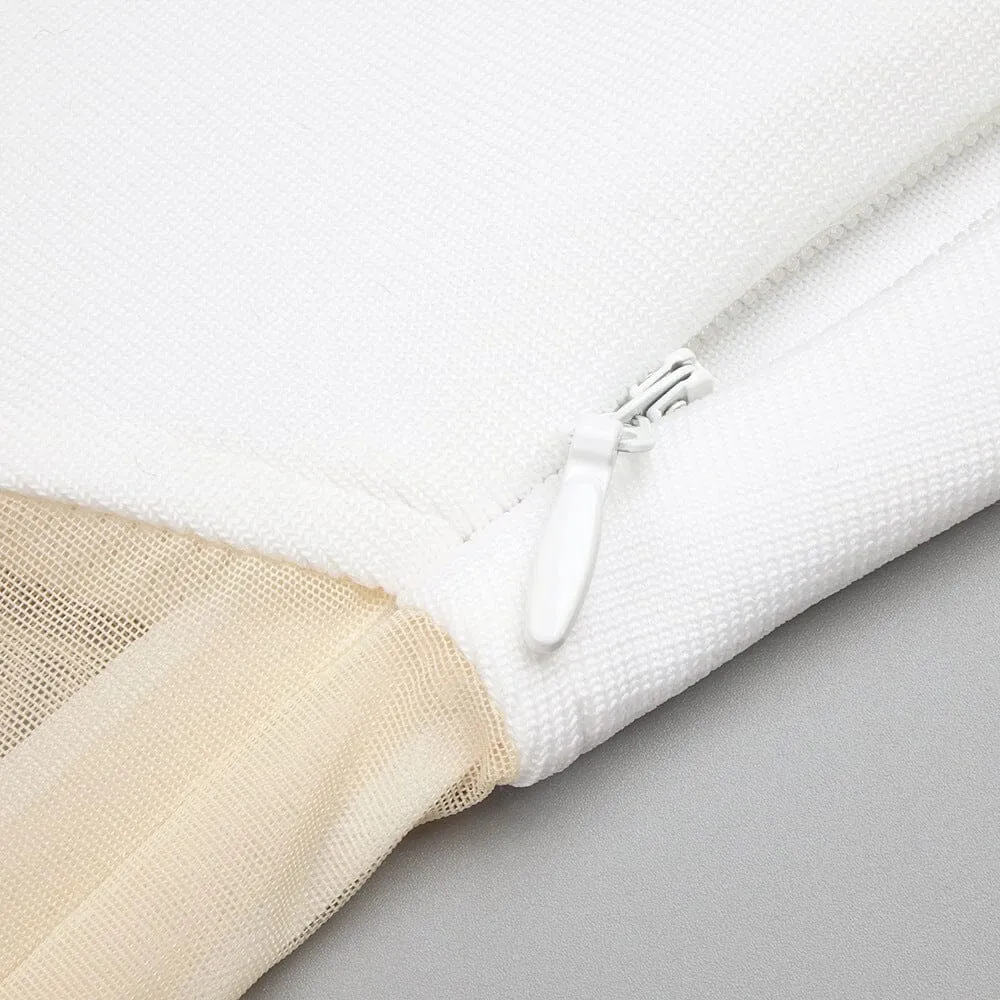 Nyellie Scalloped Mesh Insert Maxi Dress In White