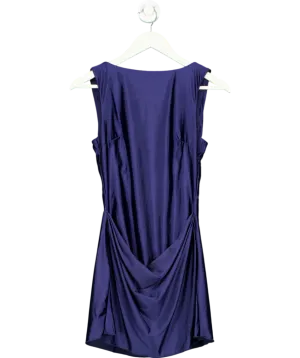 Oh Polly Blue Monnie  Draped Pearl Detail Open-back A-line Mini Dress In True Navy UK 6