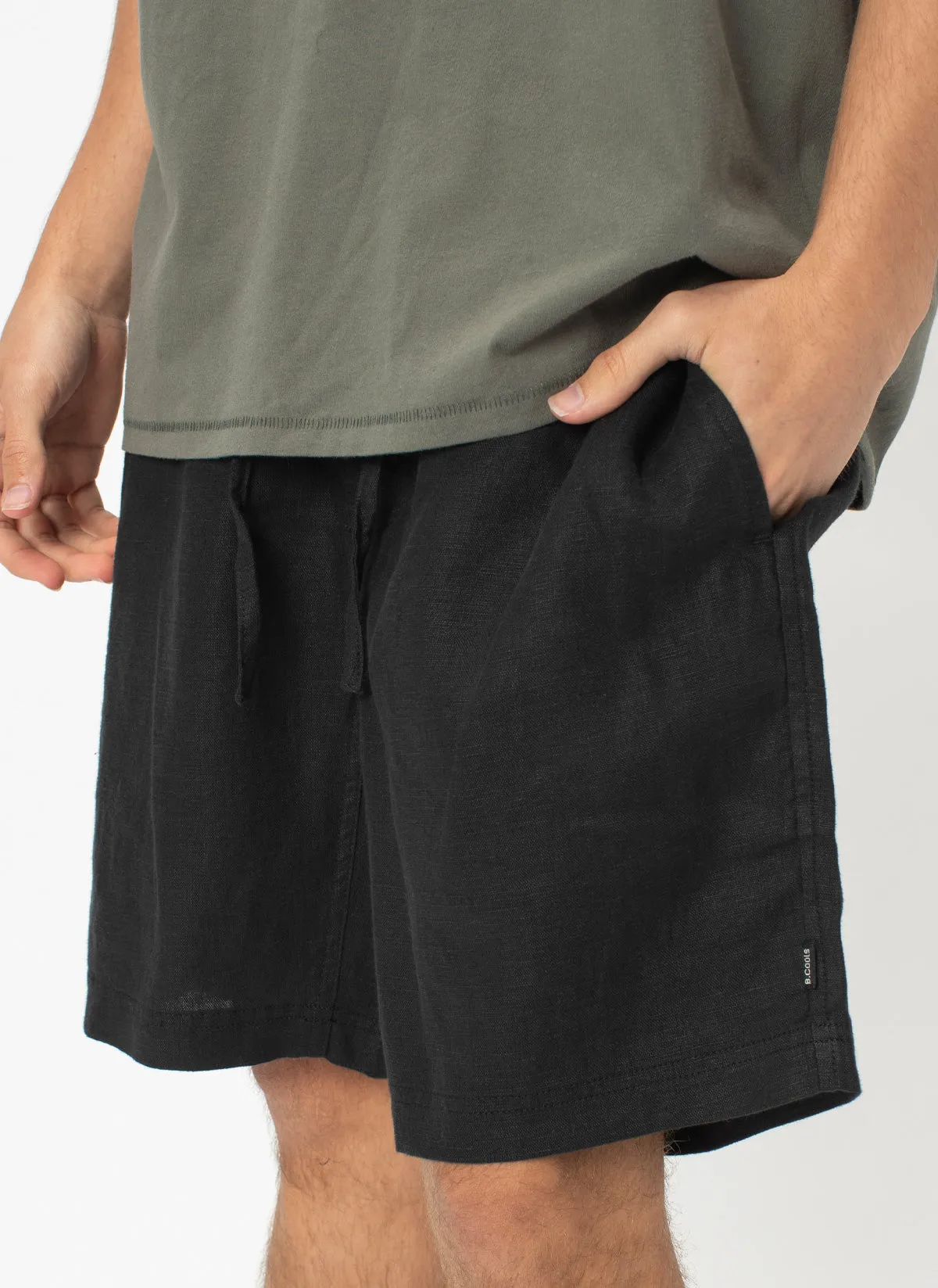 Poolside Linen Short Black