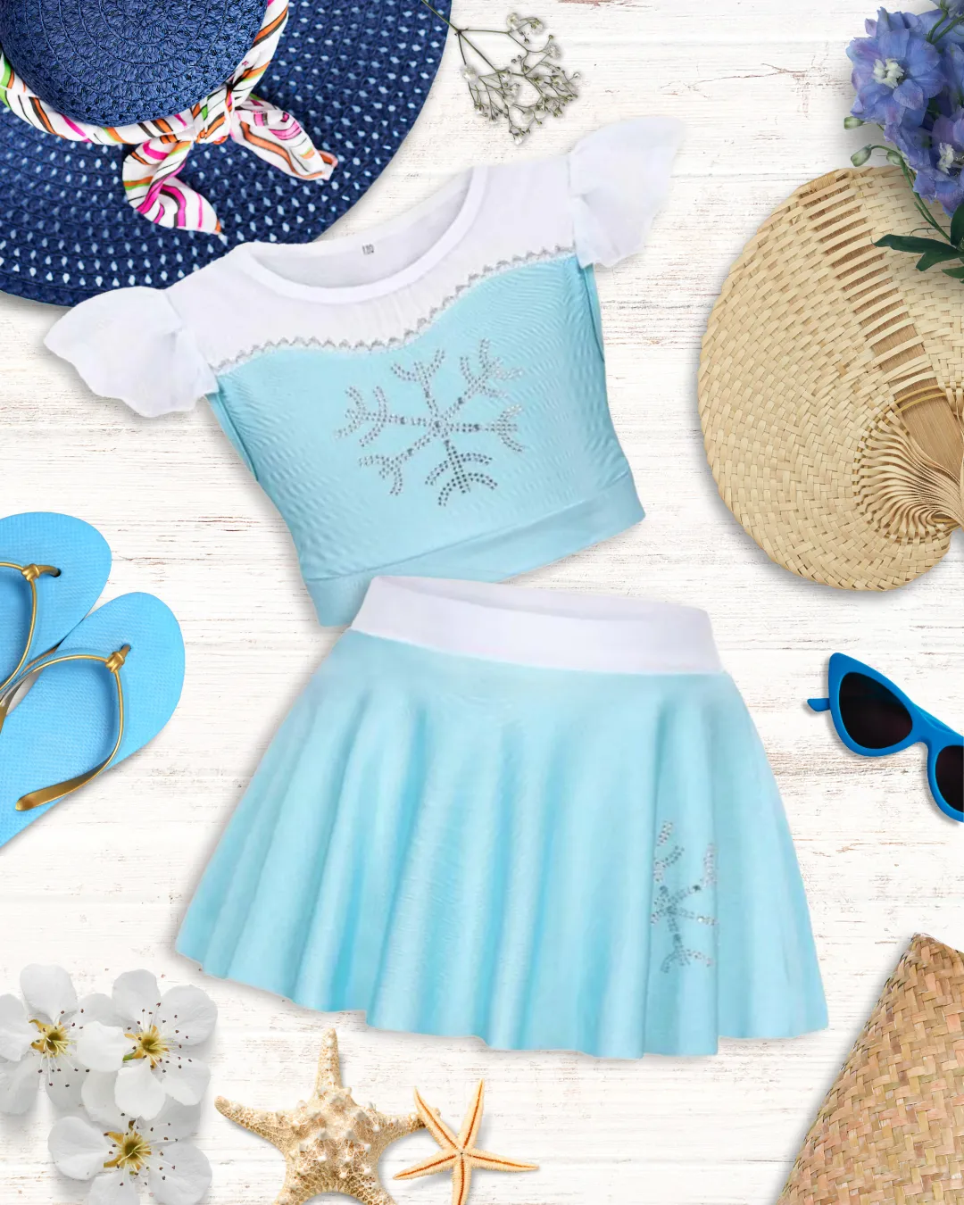 Pretty Princess Light Blue Two Piece Swimsuit