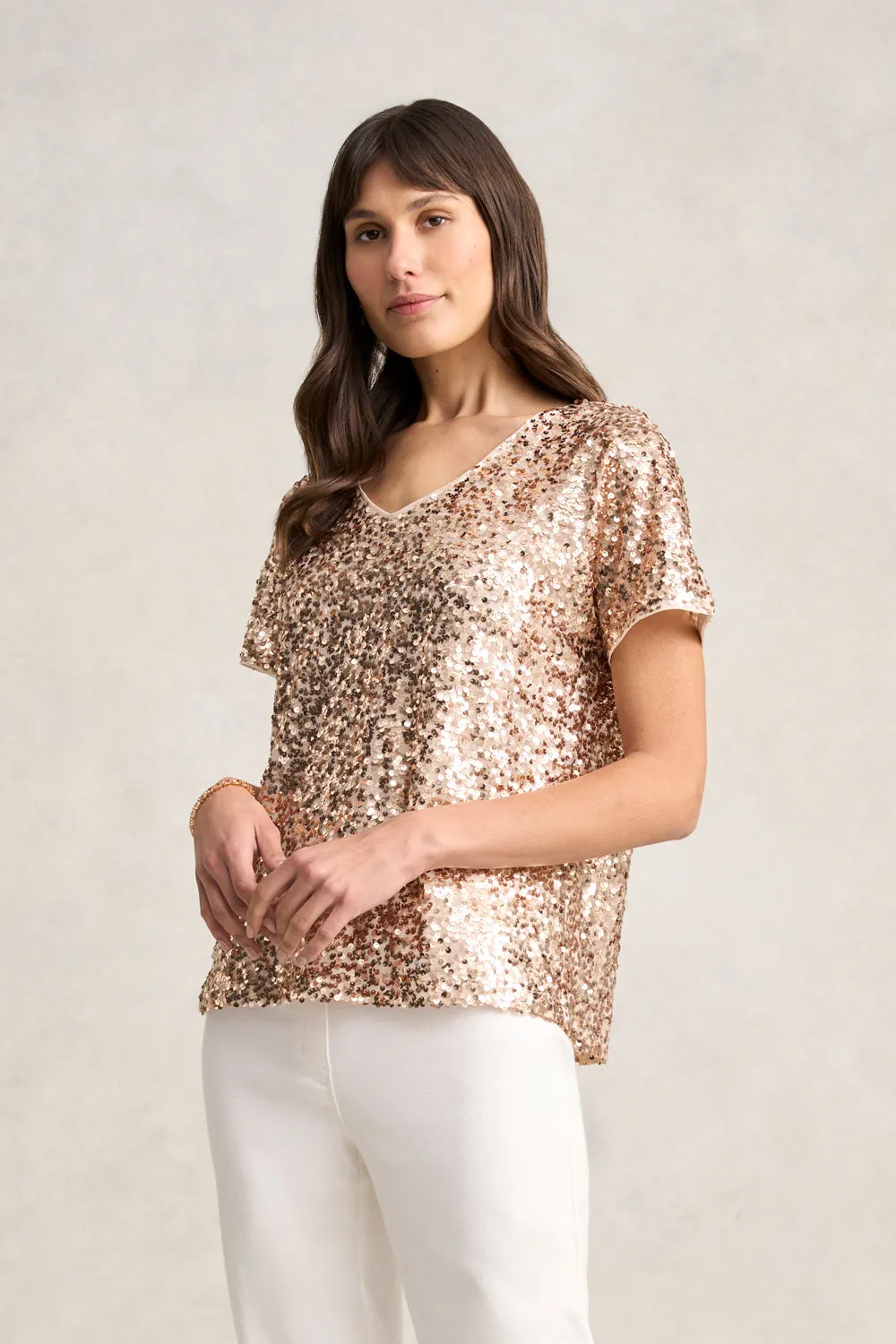 Sequin T-Shirt - Ice Gold