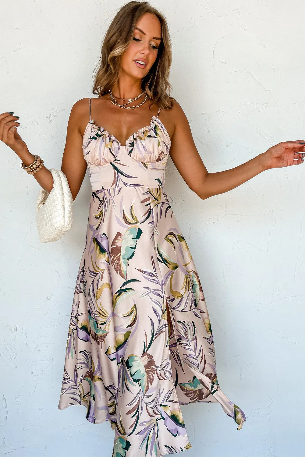 Sleeveless Tropical Print Maxi Dress
