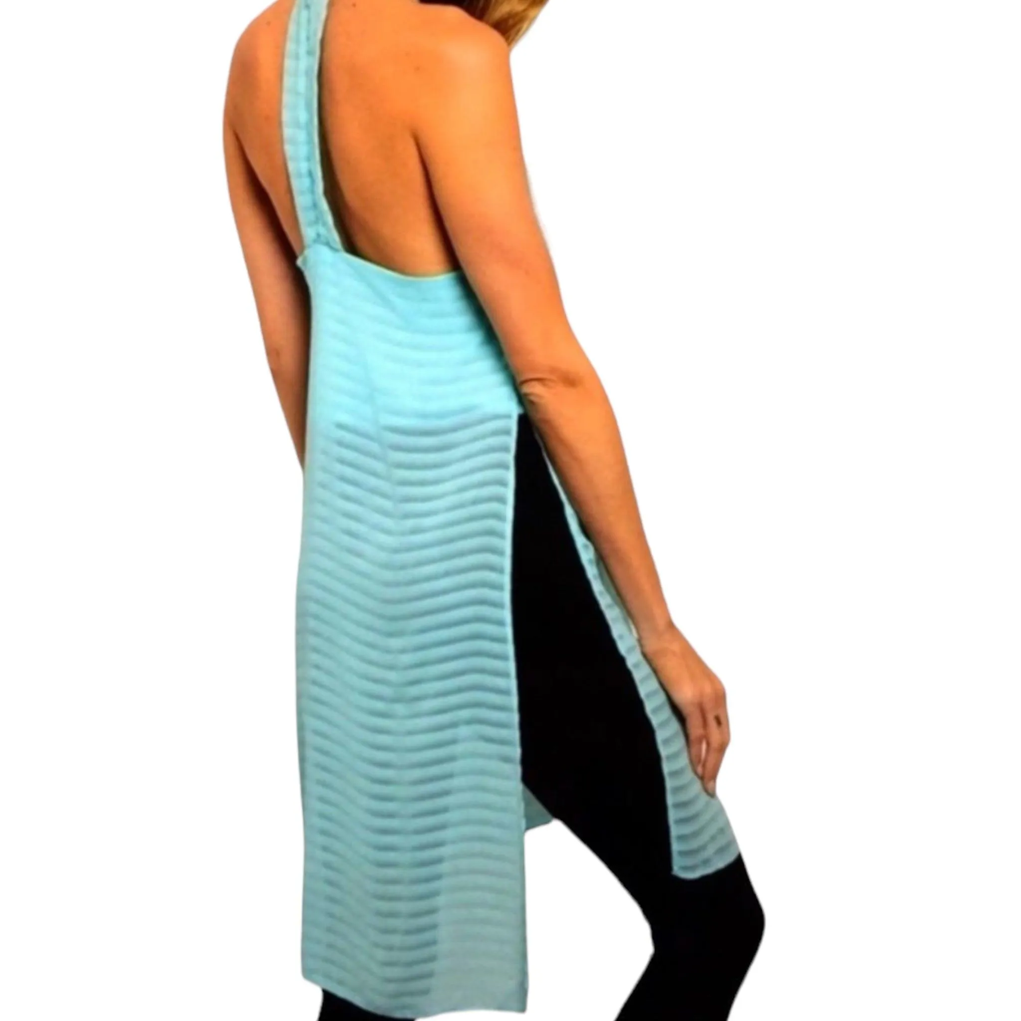 Sleeveless Wave Long Tunic Tank Top