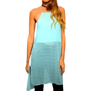 Sleeveless Wave Long Tunic Tank Top