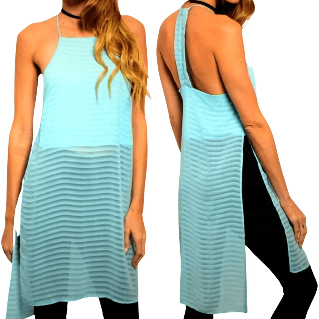 Sleeveless Wave Long Tunic Tank Top