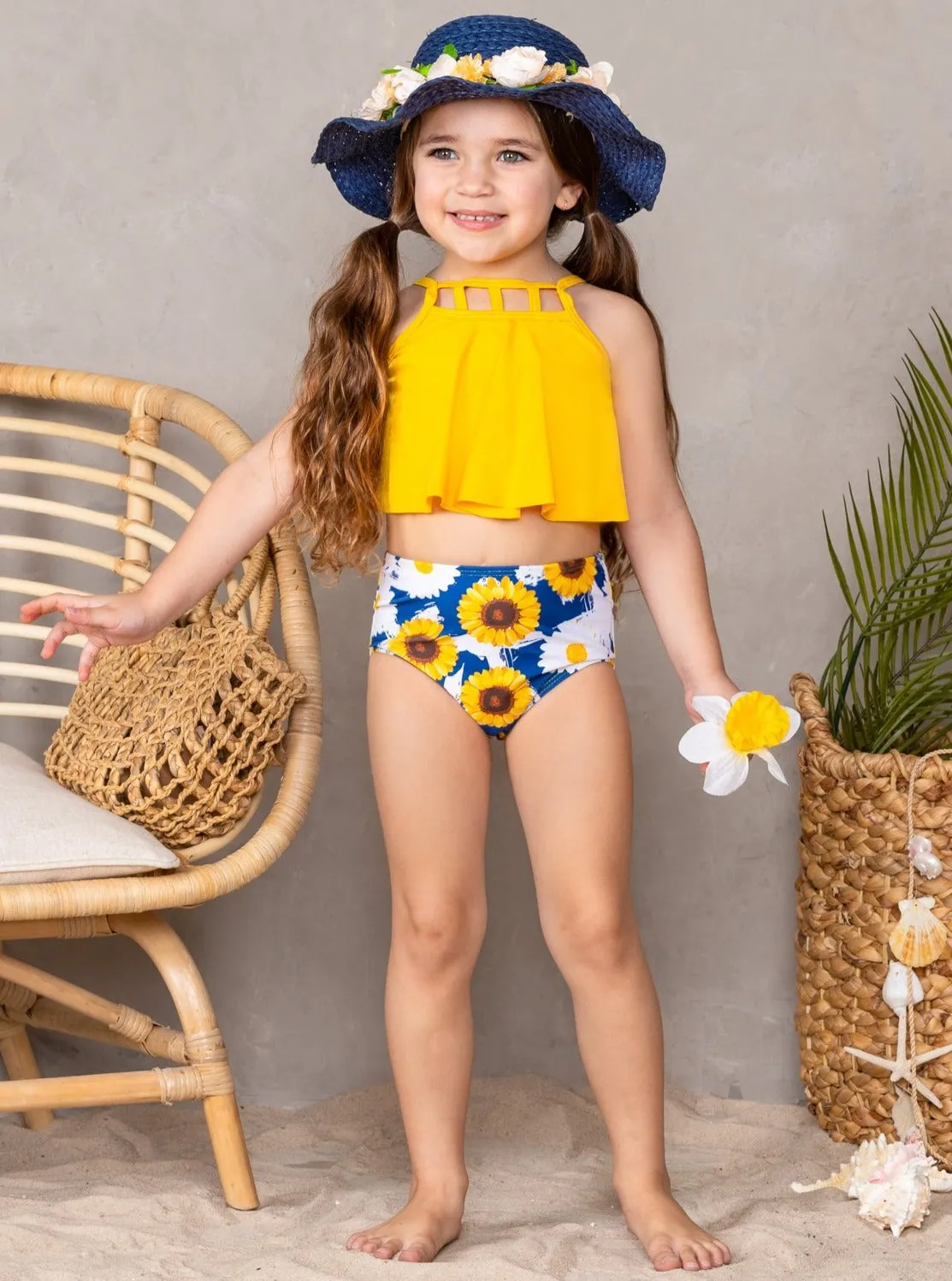 Sunny Sunflower Tankini Two Piece Swimsuits