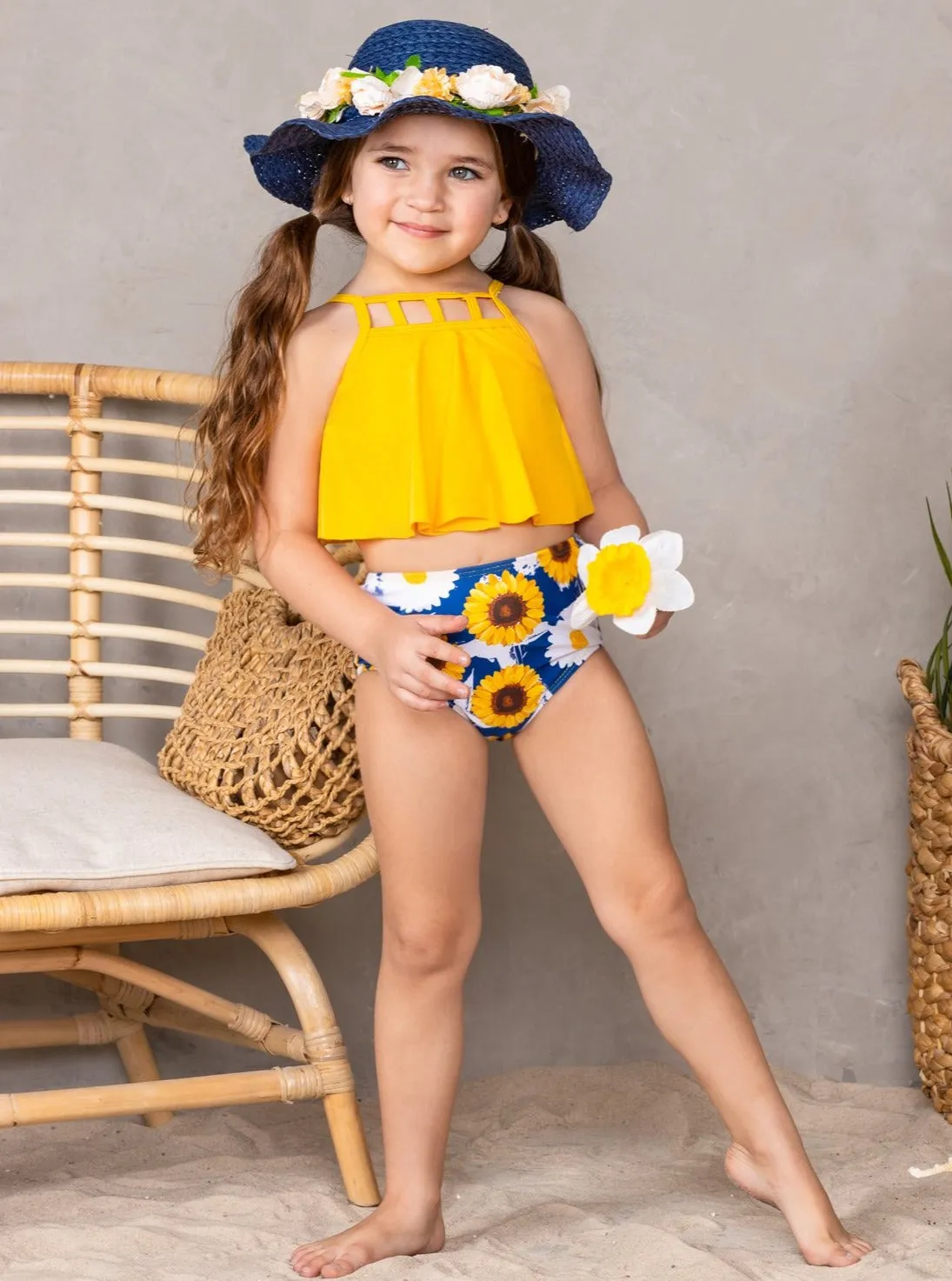Sunny Sunflower Tankini Two Piece Swimsuits