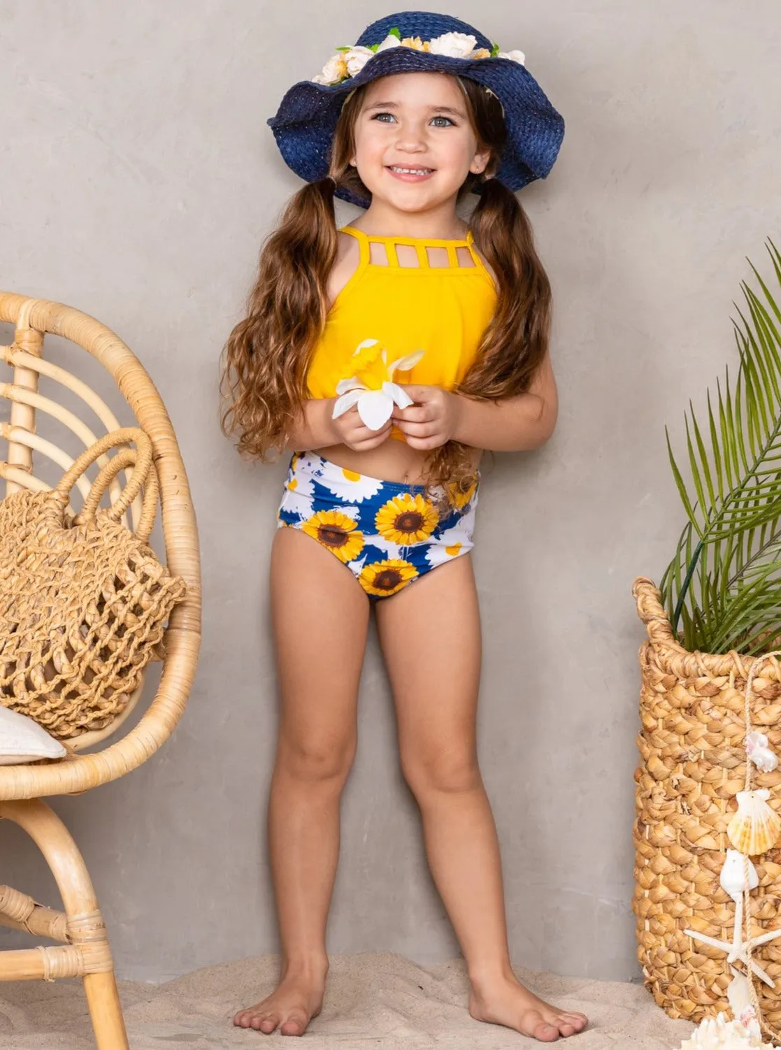 Sunny Sunflower Tankini Two Piece Swimsuits