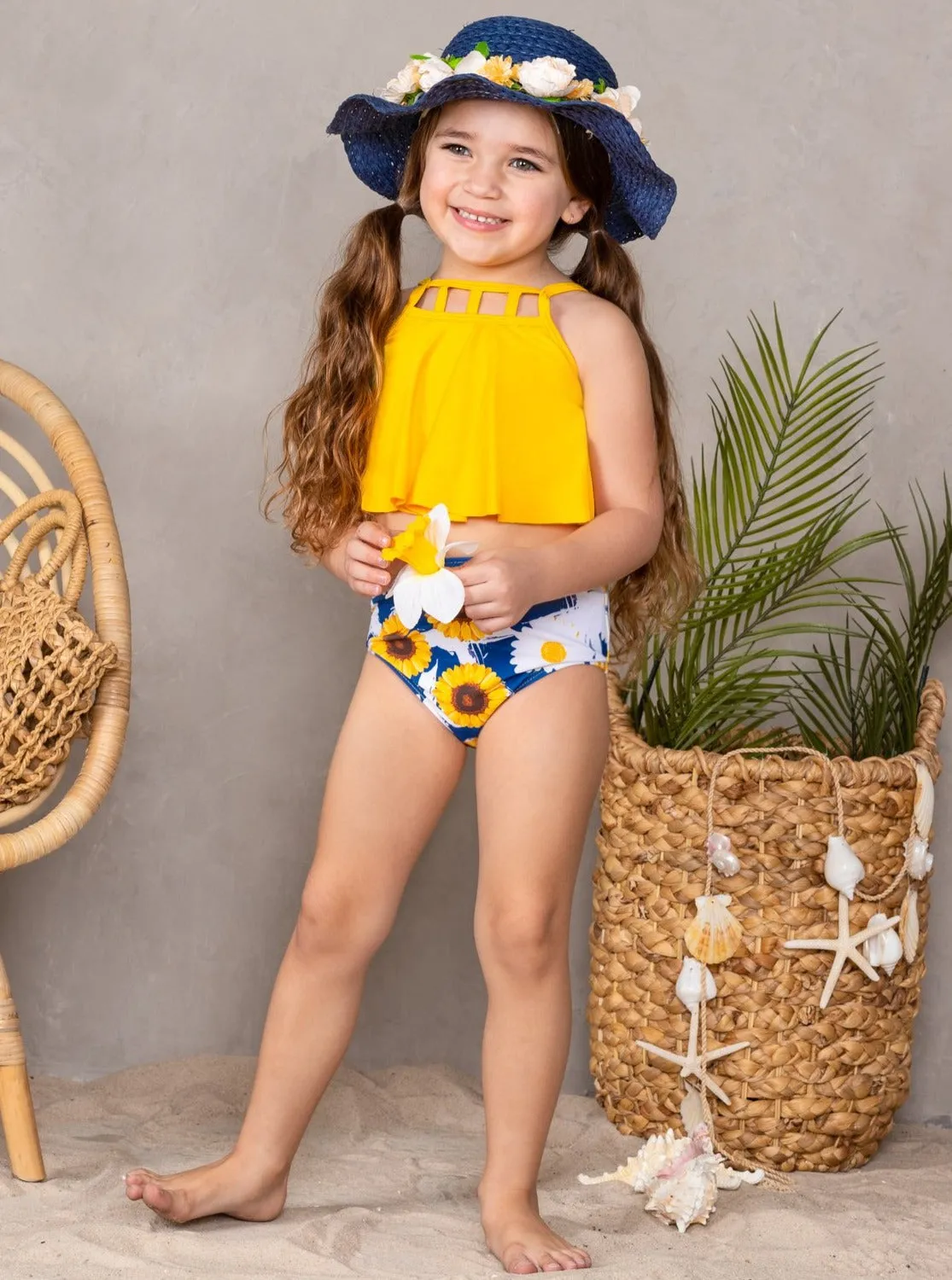 Sunny Sunflower Tankini Two Piece Swimsuits