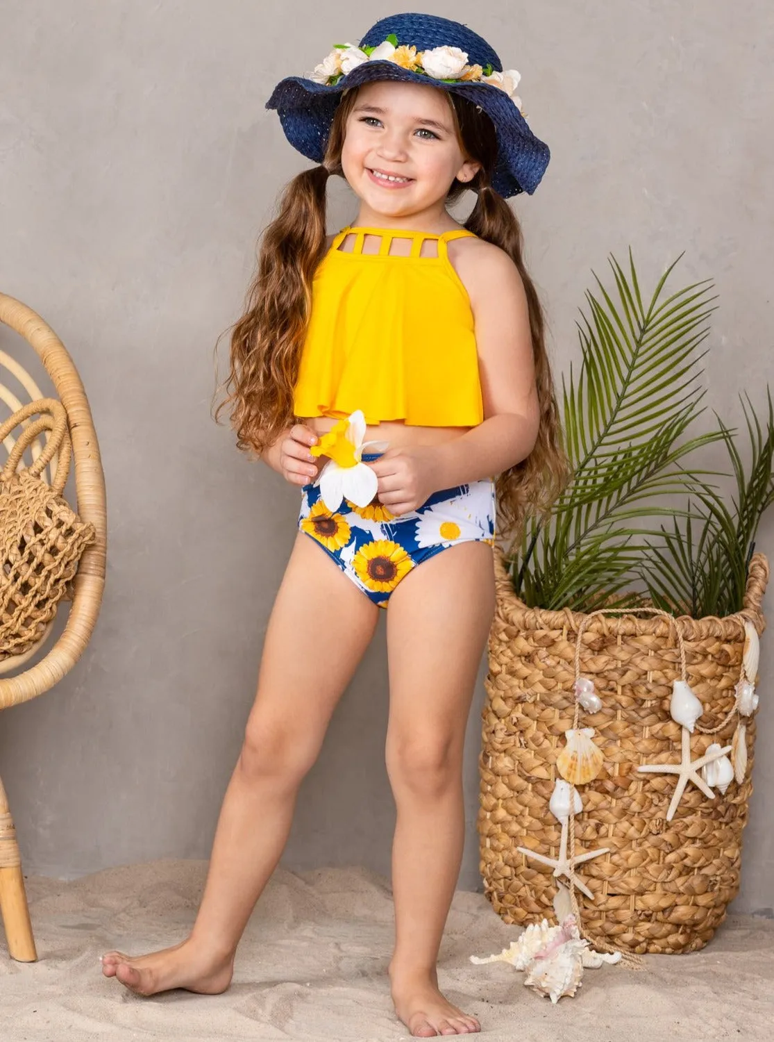 Sunny Sunflower Tankini Two Piece Swimsuits