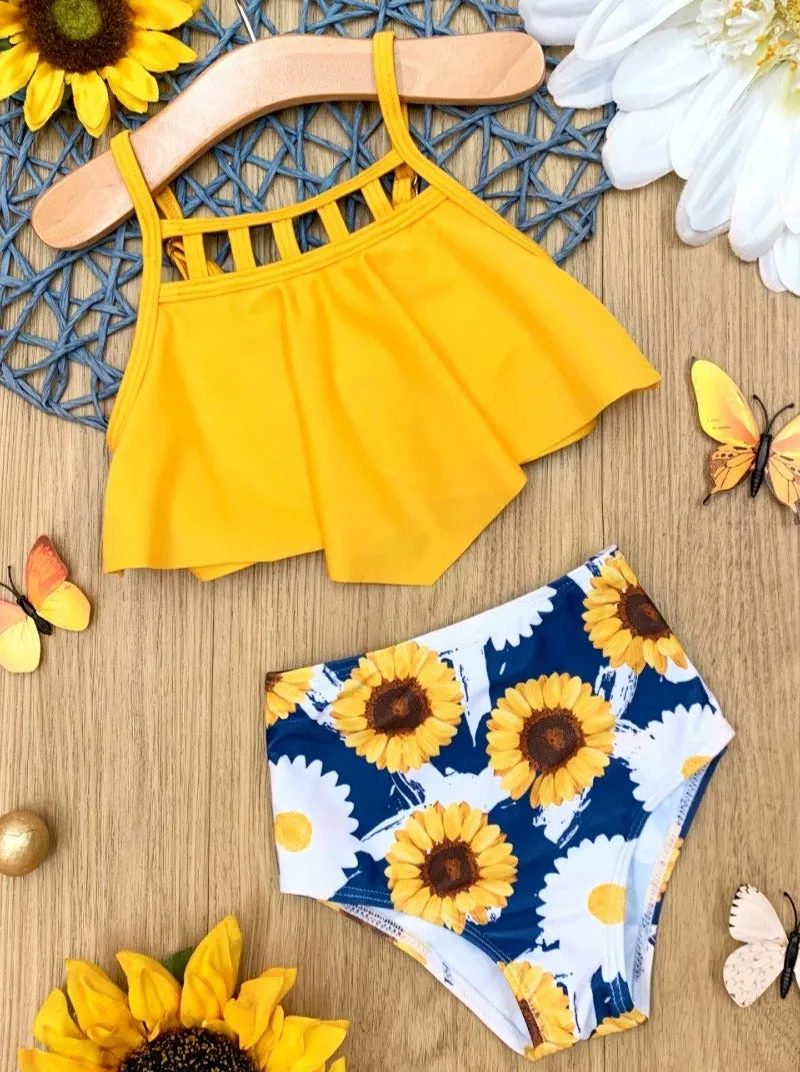 Sunny Sunflower Tankini Two Piece Swimsuits
