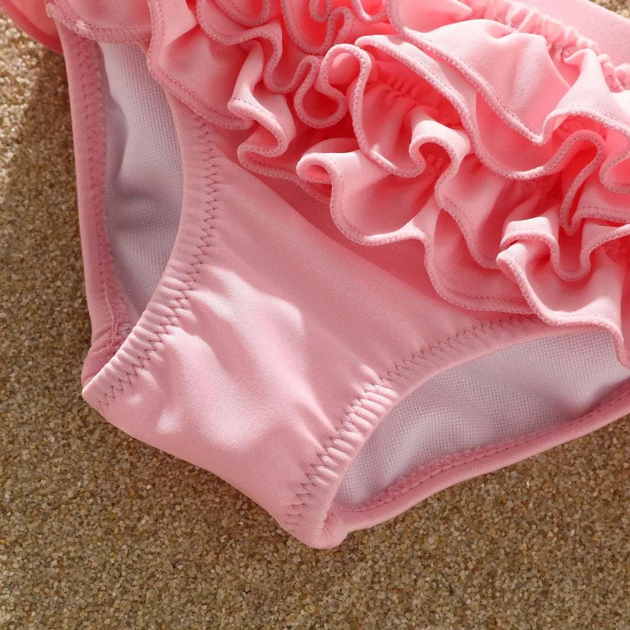 Sweet Ruffle Edge Swimsuit Set - Baby Girl (3Pcs)