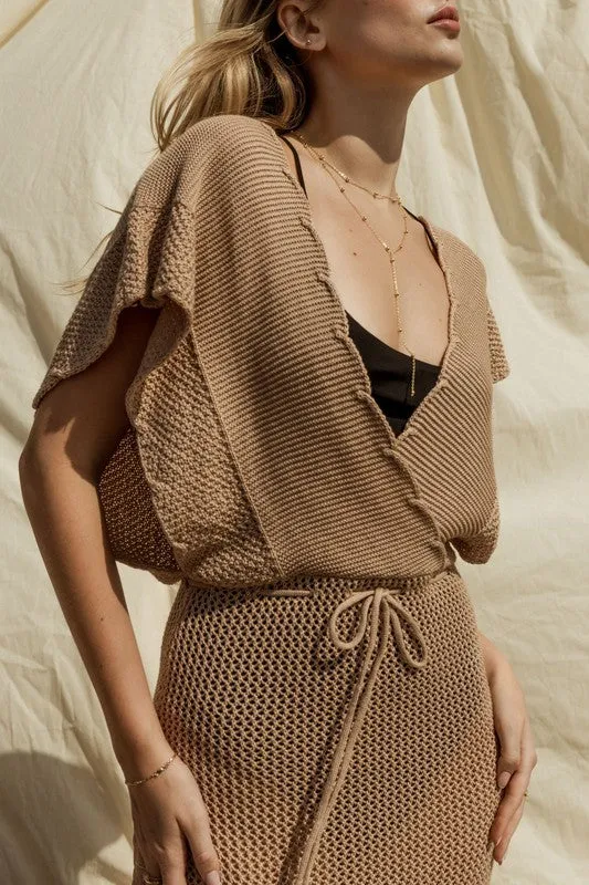 Swept Away Surplice Knit Cover-Up Dress