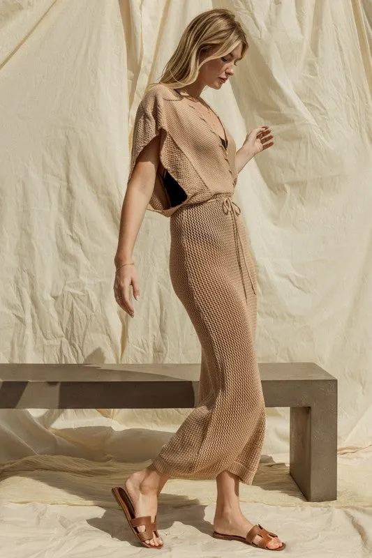 Swept Away Surplice Knit Cover-Up Dress