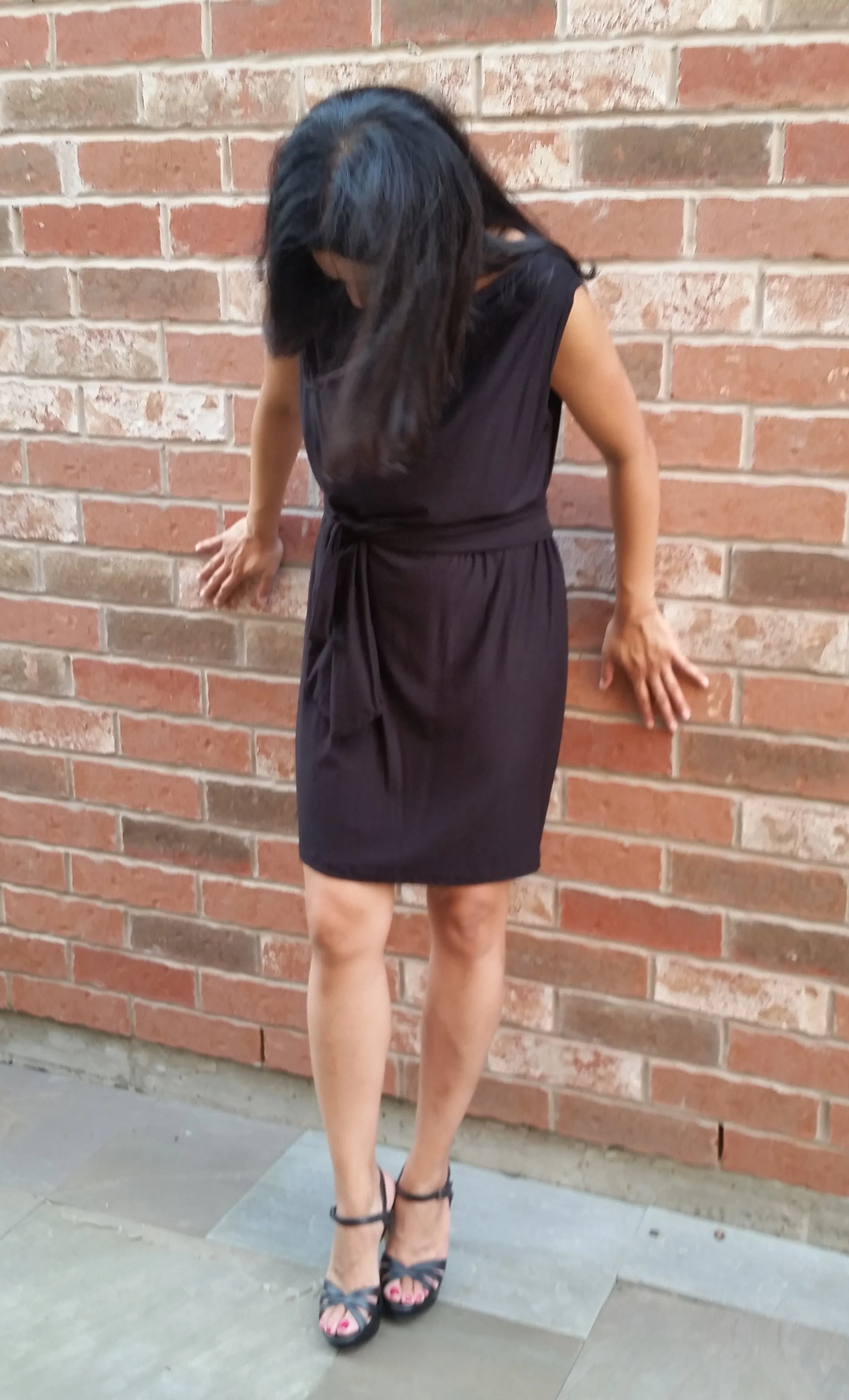 The Chloe Bamboo Drape Neck Sleeveless Dress