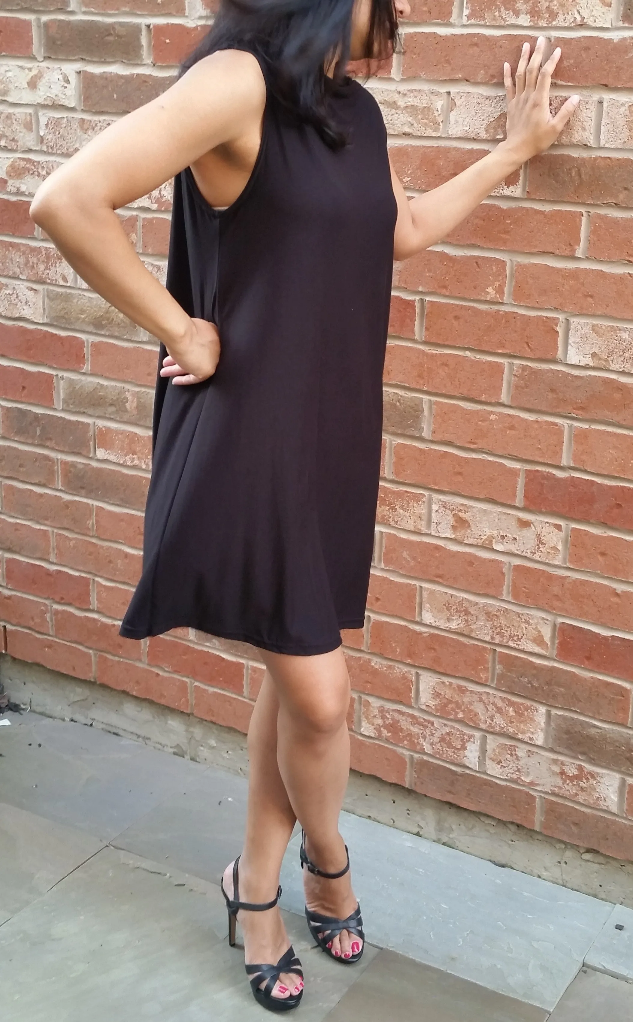 The Chloe Bamboo Drape Neck Sleeveless Dress