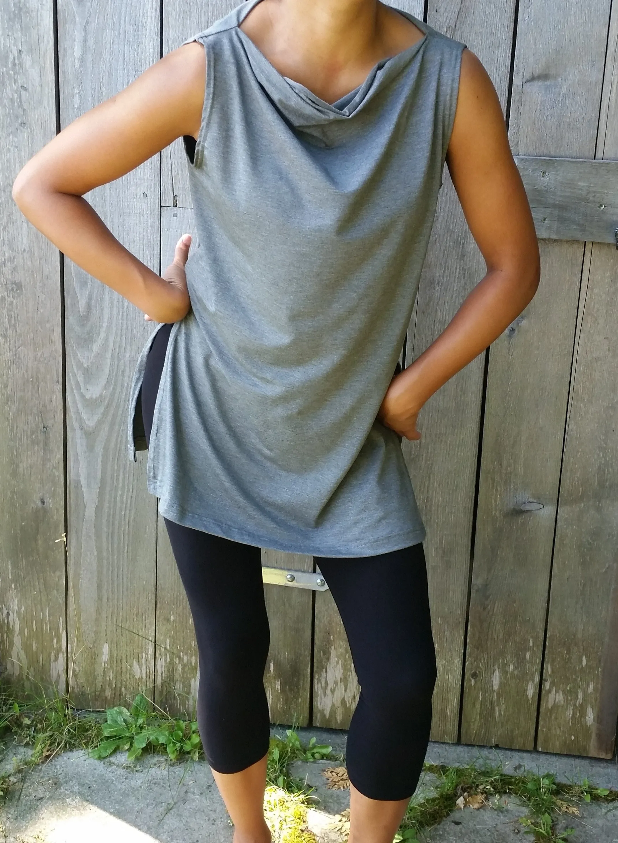 The CHLOE Bamboo Drape Neck Sleeveless Top