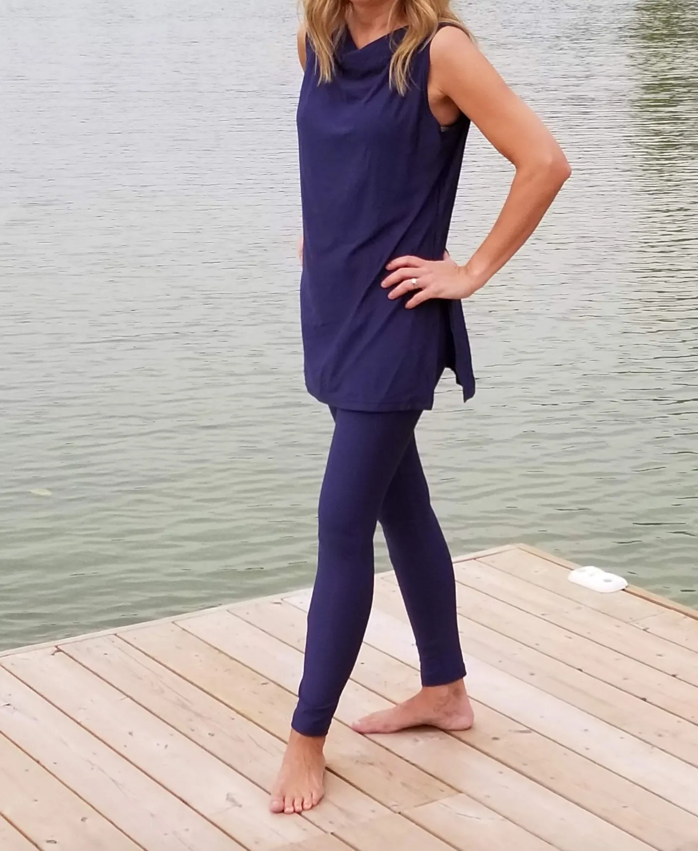 The CHLOE Bamboo Drape Neck Sleeveless Top