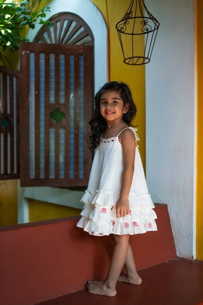 TWINNING SET- Shvet White Frill dress
