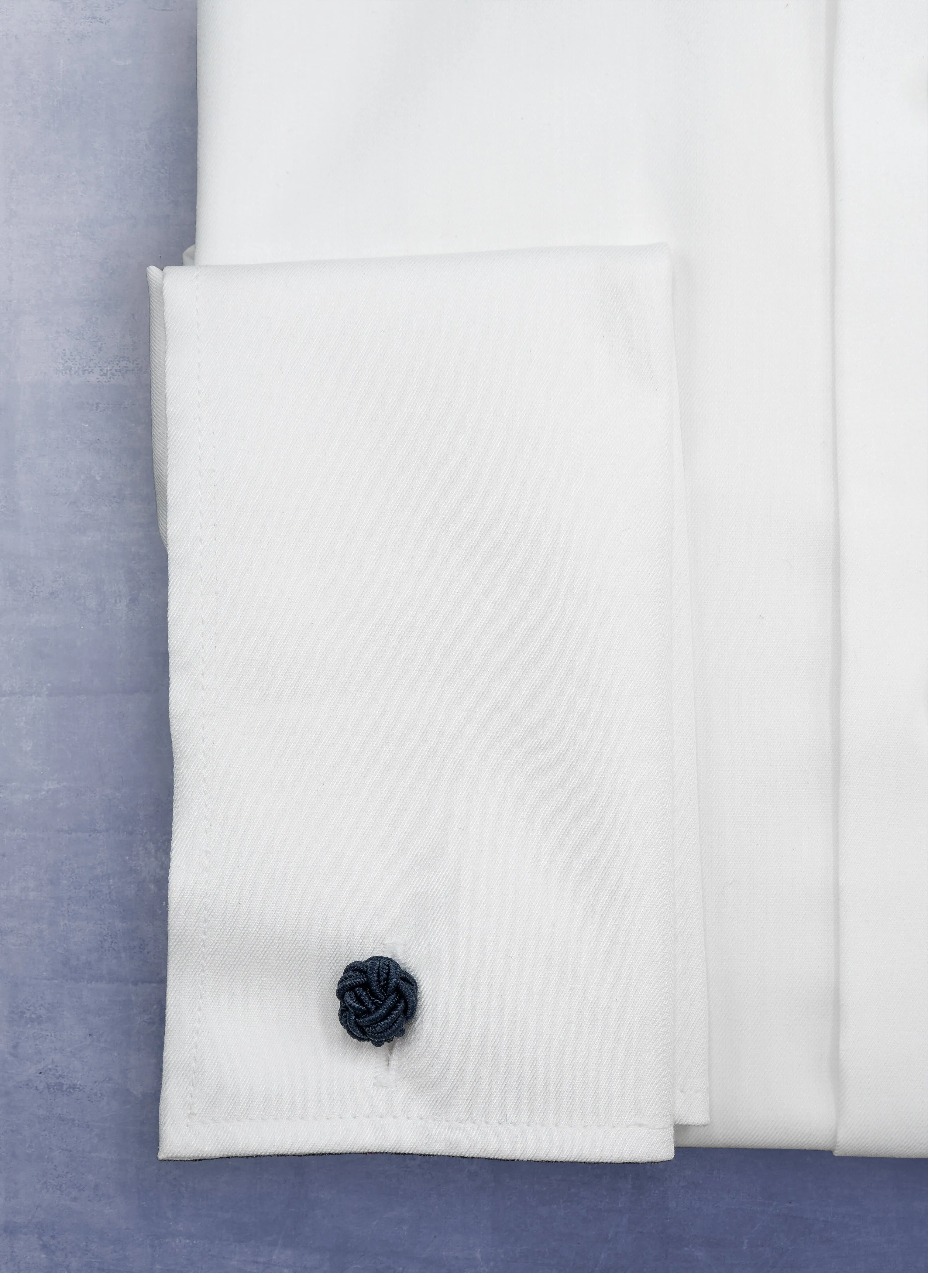 William in White Nano Grid Textured French Cuff Shirt