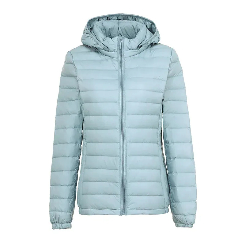 Women Soft and Lightweight 90% Duck Down Jacket Removable Hood