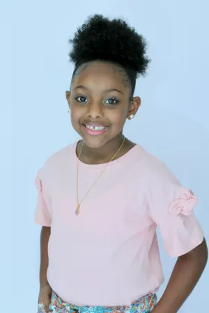 Y-Knot Rae Fancy Bow Sleeve Tee in Light Pink